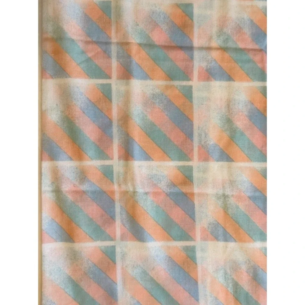Pair of 80's geometric bias striped pillowcases